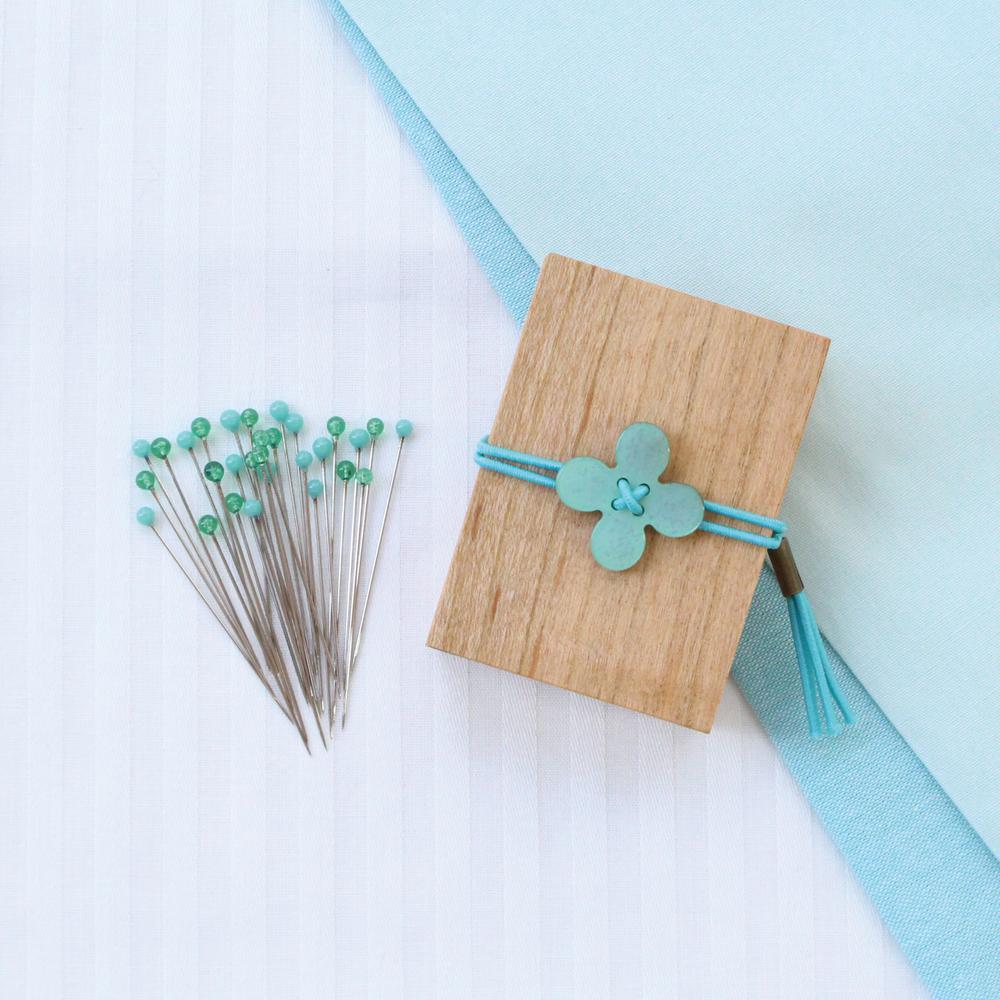 Glass Sewing Pins in a Cherry-Wood Box - Image 6