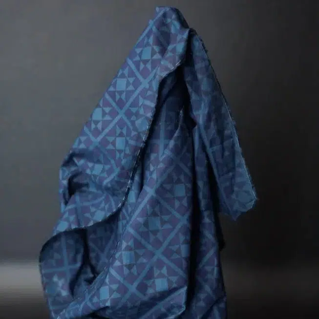 Printed Sawtooth Indigo Indian Cotton